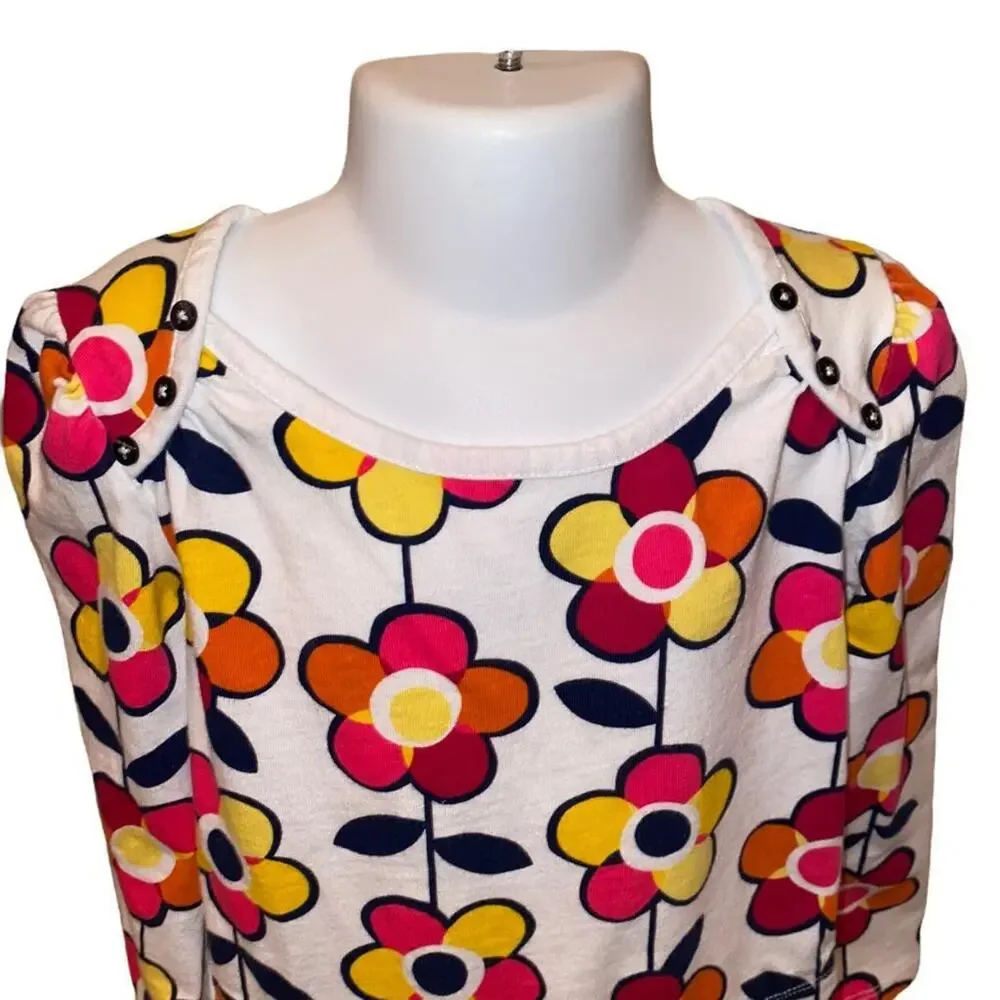 Girls 5T Old Navy Long Sleeve Rainbow Floral Flower Tunic Top Shirt Pockets